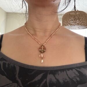 Vintage Y2K Maeve Care glass art bead necklace